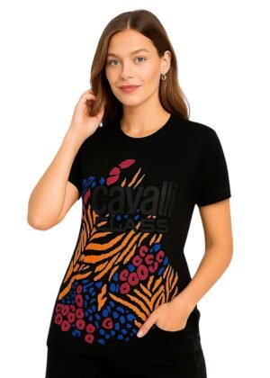 Cavalli Class - Women's Solid Cotton T Shirt | Fit Comfortable | Round Neck | Half Sleeve - Regular Fit