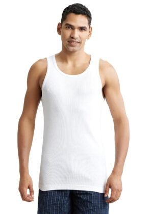 Jockey 8823 Men's Super Combed Cotton Rib Round Neck Sleeveless Vest with Stay Fresh Properties