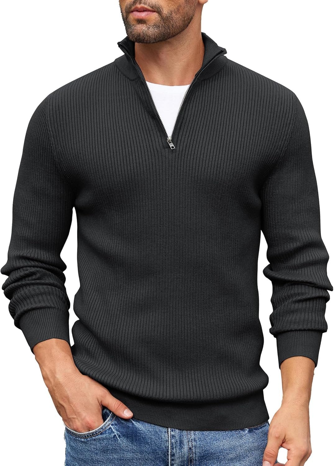 DENIMHOLIC Men High Neck Zipper Full Sleeve Cotton Knitted Winter Sweater for Man - Image 8