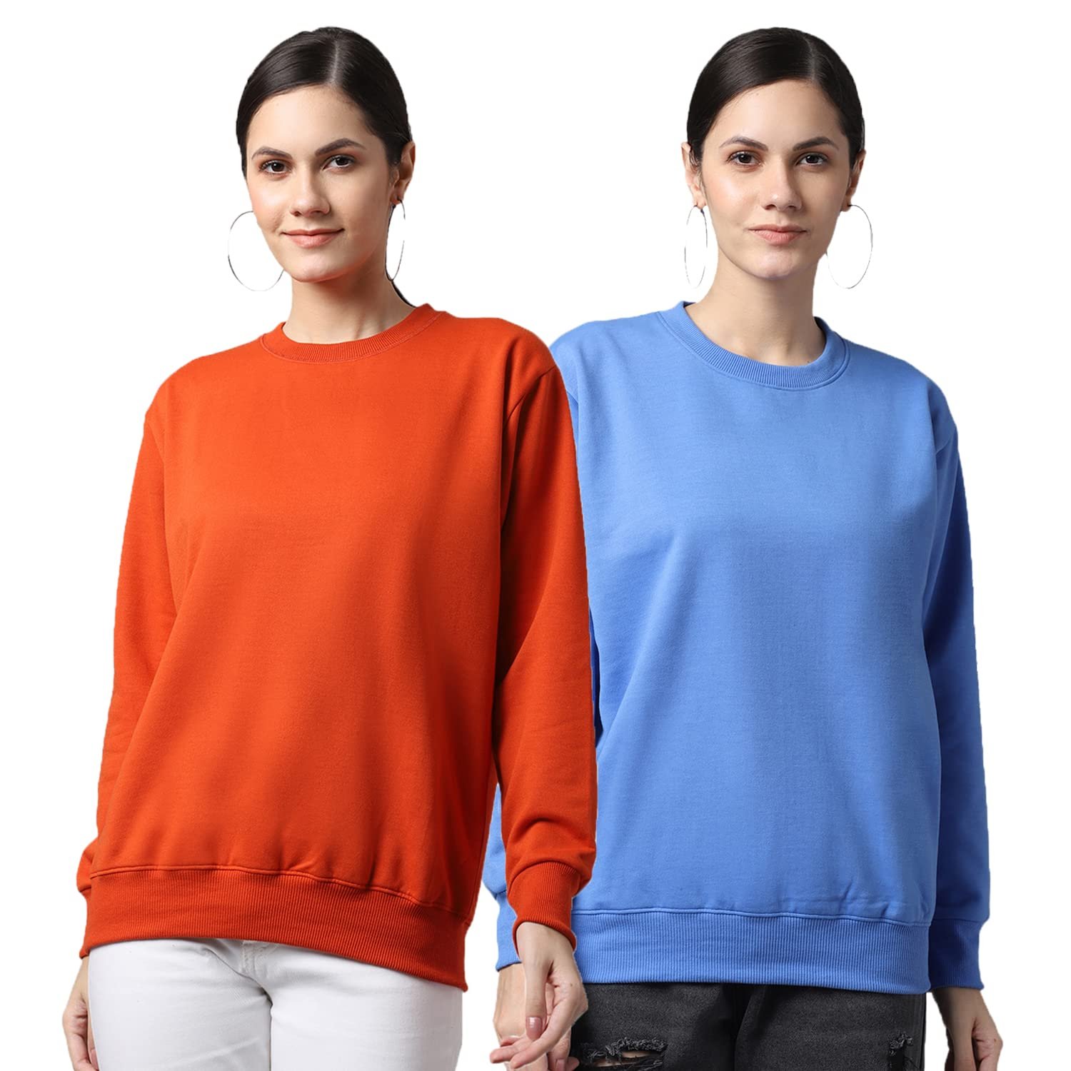 Mack Jonney Fleece Round Neck Sweatshirt for Women (Pack of 2)-SW_RRN_RST_Sky_002-P - Image 2