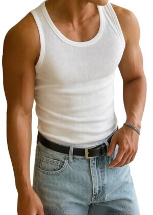 Rockwell Men's Premium Cotton Vest – Sleeveless Gym Undershirt | Breathable, Stretchable & Skin-Friendly Innerwear for Everyday Comfort | 002