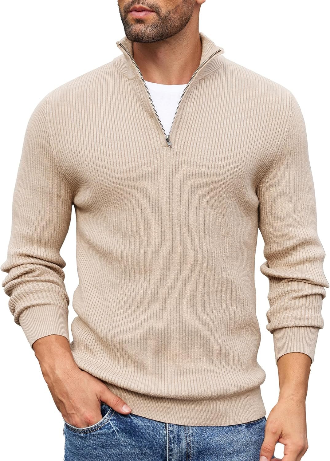 DENIMHOLIC Men High Neck Zipper Full Sleeve Cotton Knitted Winter Sweater for Man - Image 6