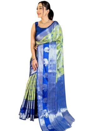 Women's Pure Zari Weaving Original kanchipuram Kanjivaram Silk Saree With Blouse Piece for Wedding