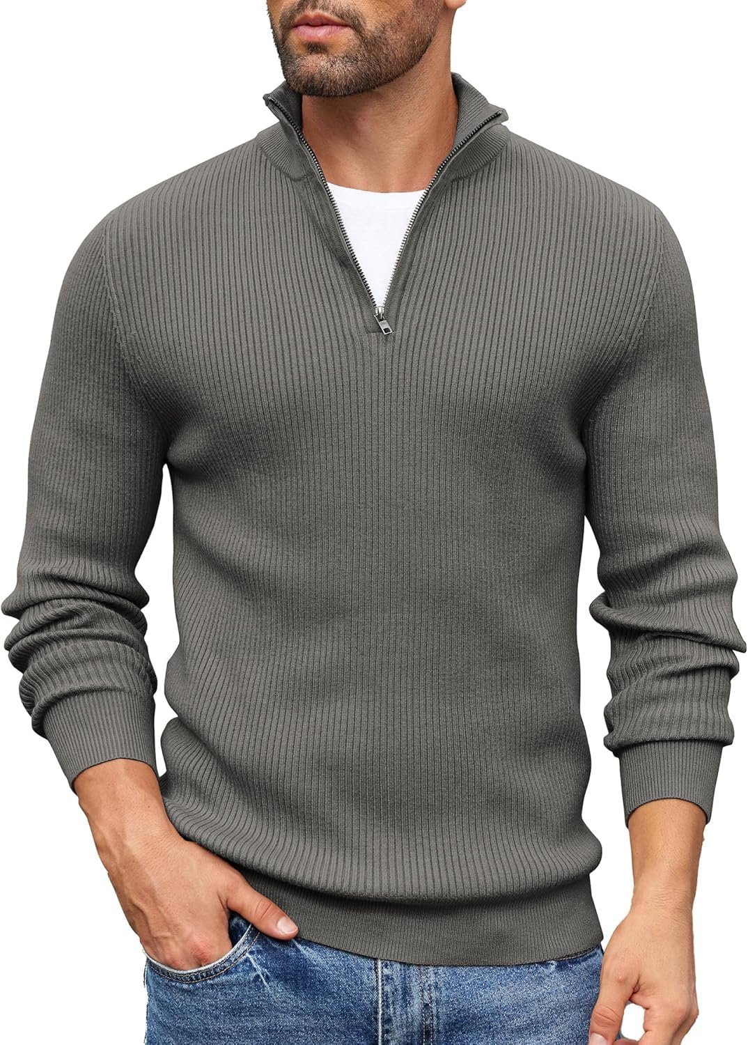 DENIMHOLIC Men High Neck Zipper Full Sleeve Cotton Knitted Winter Sweater for Man - Image 11