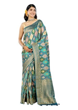MOHEY Women' Art Silk Zari Weave Saree with Blouse Piece