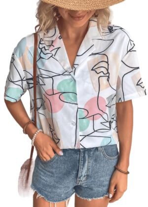 Womens and Girls Polyester Regular Fit Shirt || Short Sleeve Shirts Stylish Western Tops|