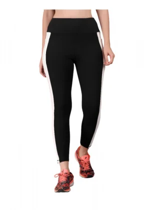 Generic Women's Polyester Solid Ankle length High Waisted Tights (Black)