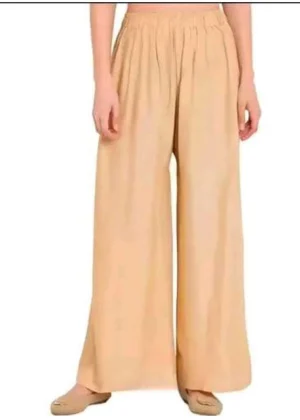Generic Women's Casual Rayon Solid Ankle Length Palazzo (Golden , Free Size)