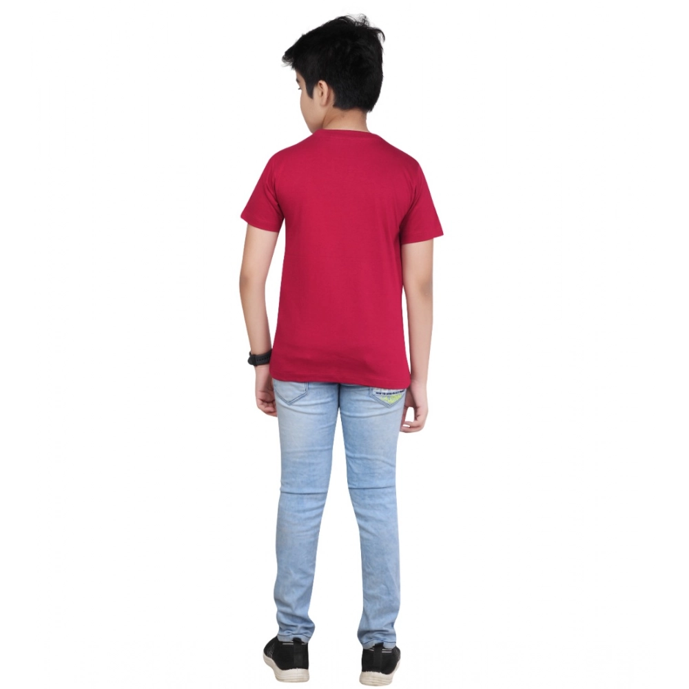 Generic Boy's Cotton Grapic Printed Round Neck T-Shirt (Marron) - Image 2