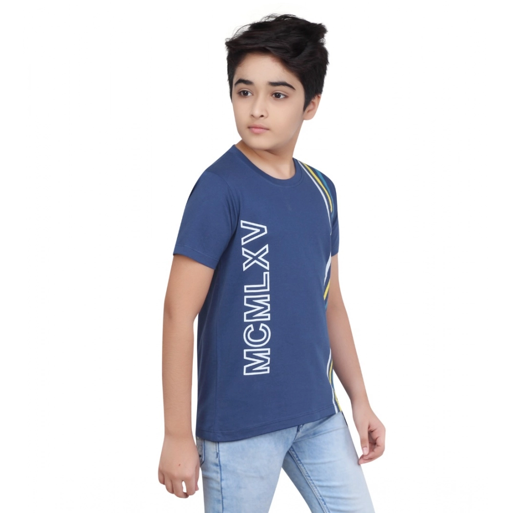 Generic Boy's Cotton Grapic Printed Round Neck T-Shirt (Blue) - Image 4