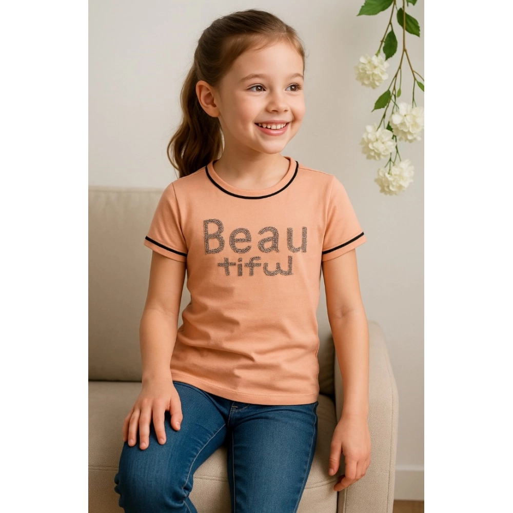 Generic Girl's Cotton Printeded Round Neck T-Shirt (Sandal Beach) - Image 4