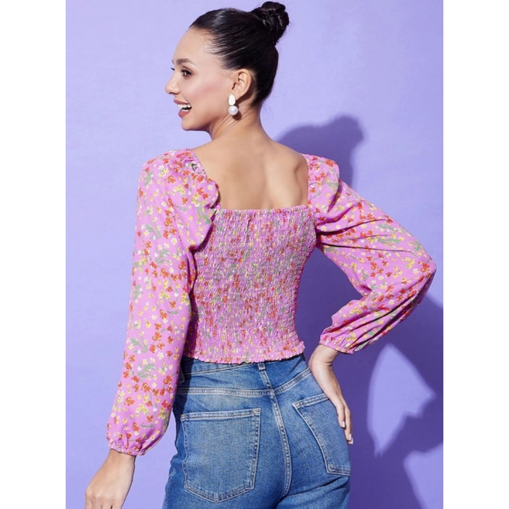 Generic Women's Polyester Floral Long Sleeves Top (Multicolor) - Image 3