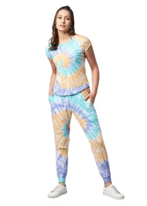 Generic Women's Cotton Tie And Dye Short Sleeve Tracksuit (Multicolor)